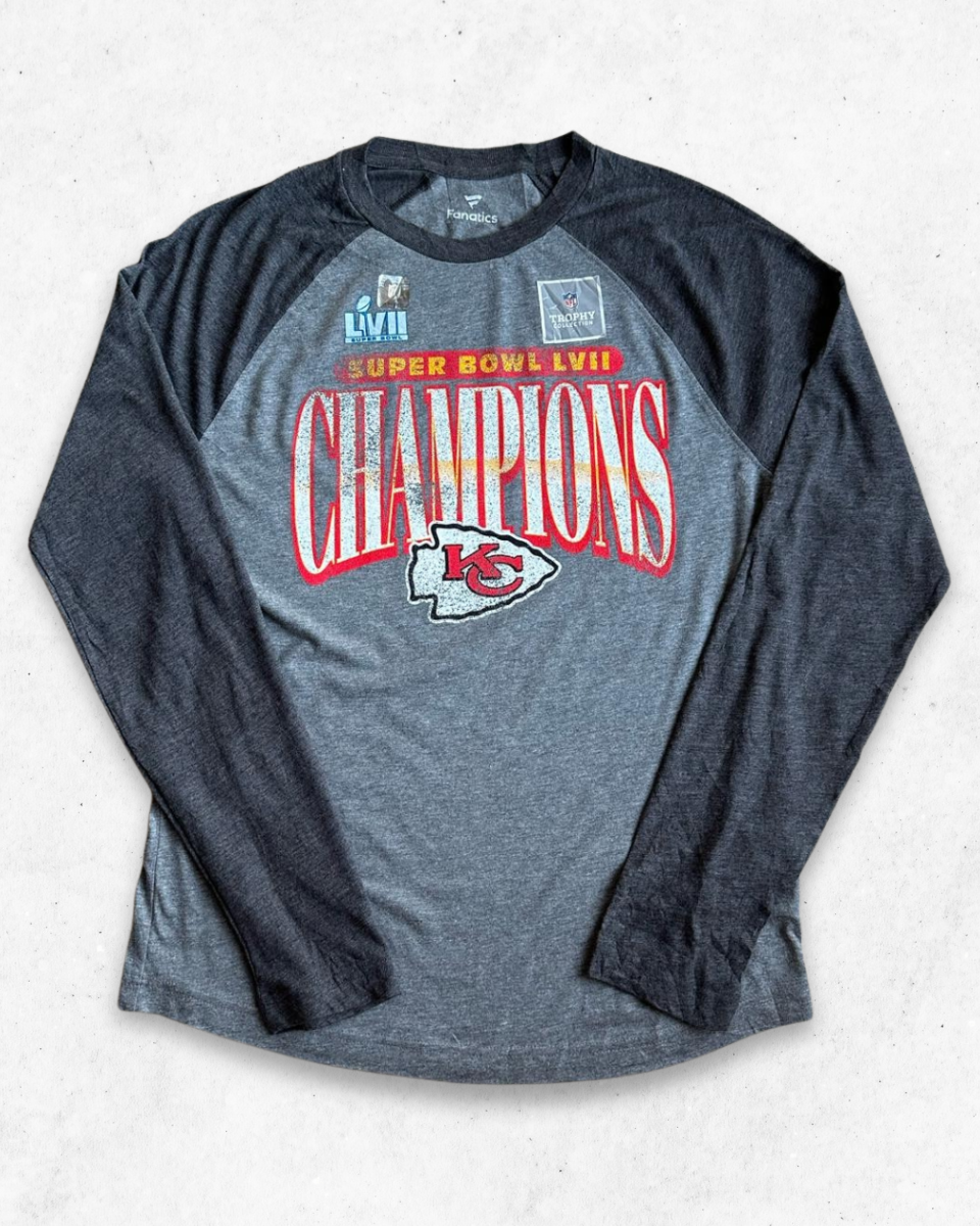 Camiseta de Manga Larga NFL Kansas City Chiefs Super Bowl LVII Champions Gris M