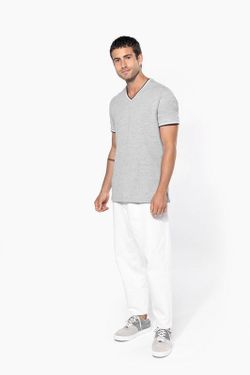 Camiseta de punto piqué con cuello de pico de hombre