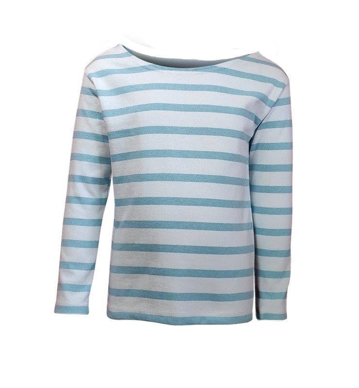 Camiseta de rayas turquesa de manga larga para niños y niñas