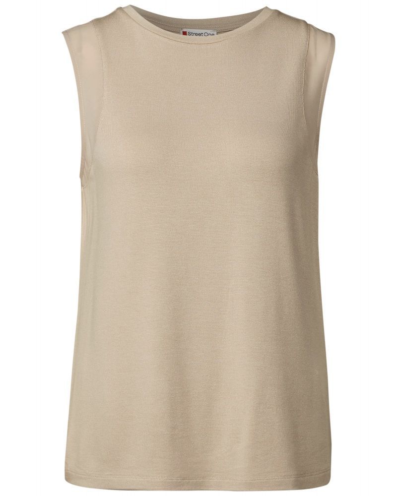 Camiseta de tirantes con detalle gasa Street One Beige