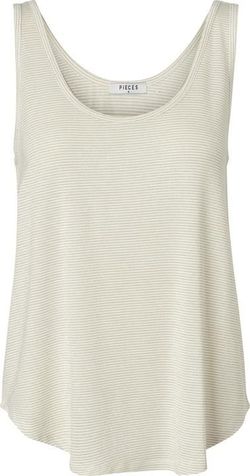 Camiseta de tirantes con rayas finas Pieces Bright White
