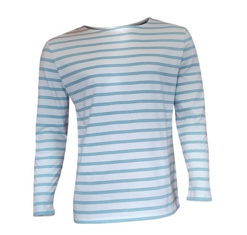 Camiseta de trabajo de rayas de hombre turquesa y blanco