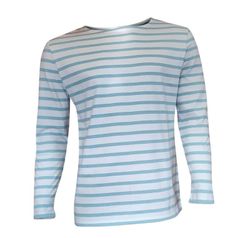 Camiseta de trabajo de rayas de hombre turquesa y blanco