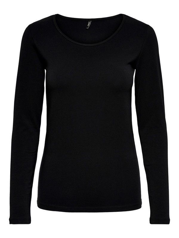 Camiseta elástica de manga larga con cuello redondo Only Black