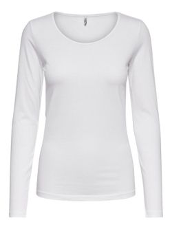 Camiseta elástica de manga larga con cuello redondo Only White