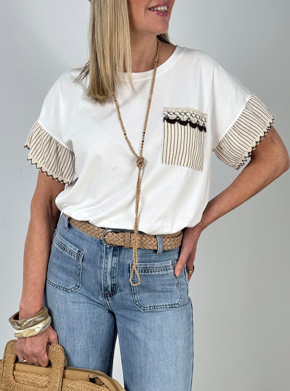 Camiseta Estartit blanco-beige