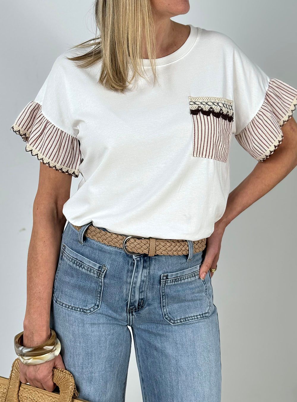 Camiseta Estartit blanco-granate