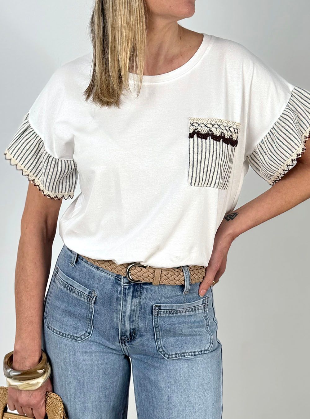 Camiseta Estartit blanco-marino