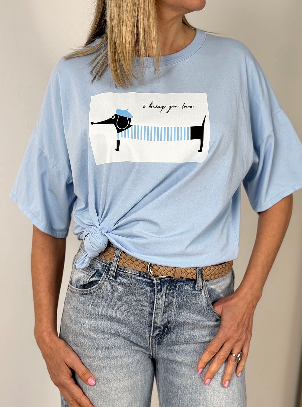 Camiseta I bring you love celeste