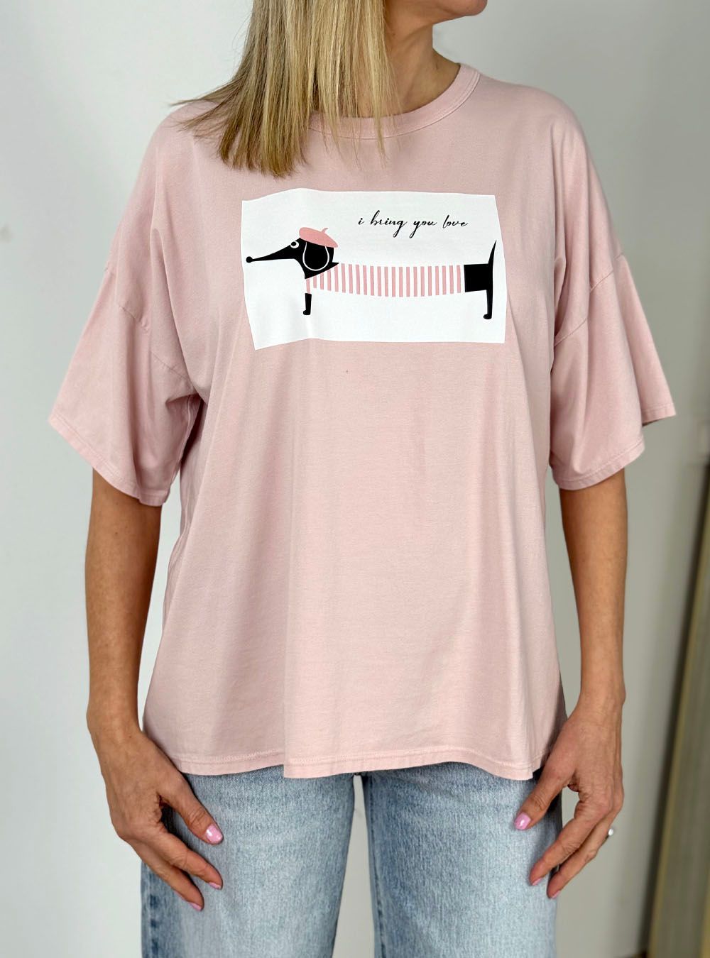 Camiseta I bring you love rosa