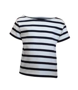 Camiseta infantil de rayas marino y blanco