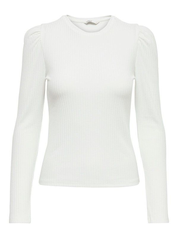 Camiseta lisa con canalé Only Cloud Dancer