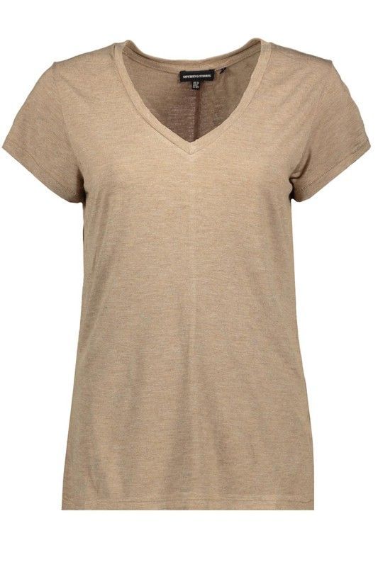 Camiseta m/c básica cuello pico lurex Superdry Tan