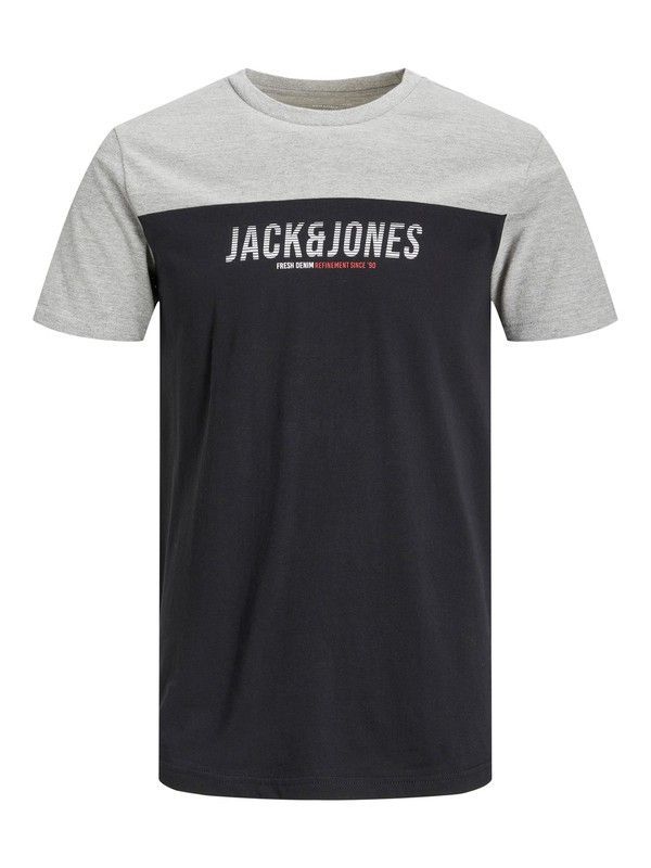 Camiseta m/c bicolor con letras branding Jack & Jones Black