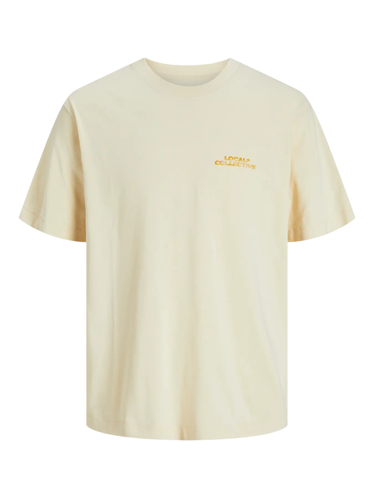 Camiseta m/c con backprint multicolor Jack & Jones Antique White