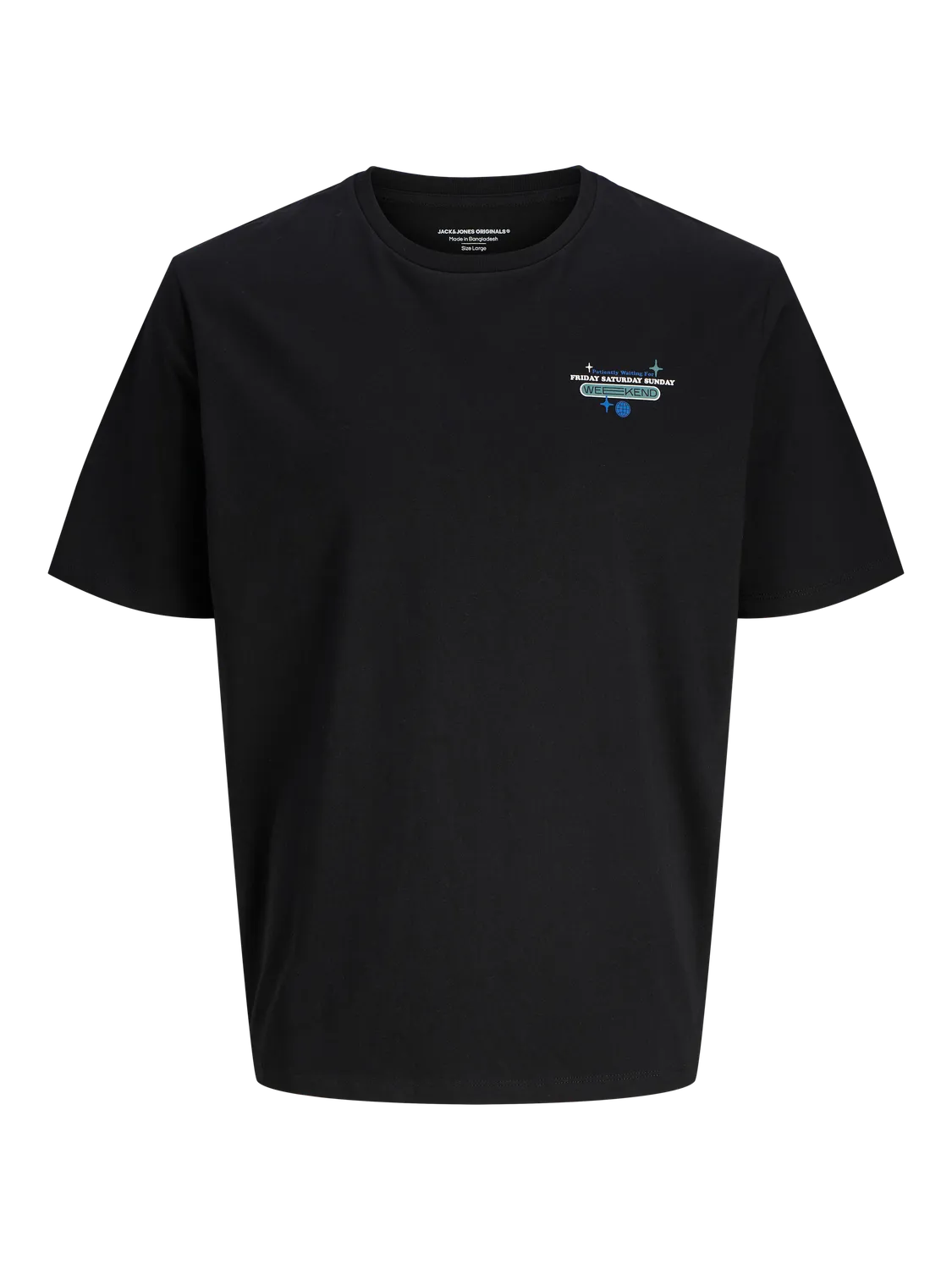 Camiseta m/c con backprint "Weekend" Jack & Jones Black