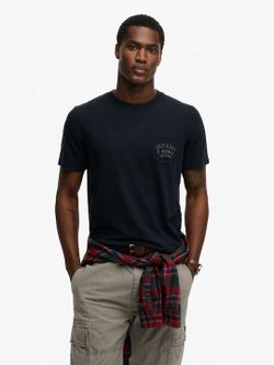 Camiseta m/c con bolsillo y backprint Superdry Eclipse Navy