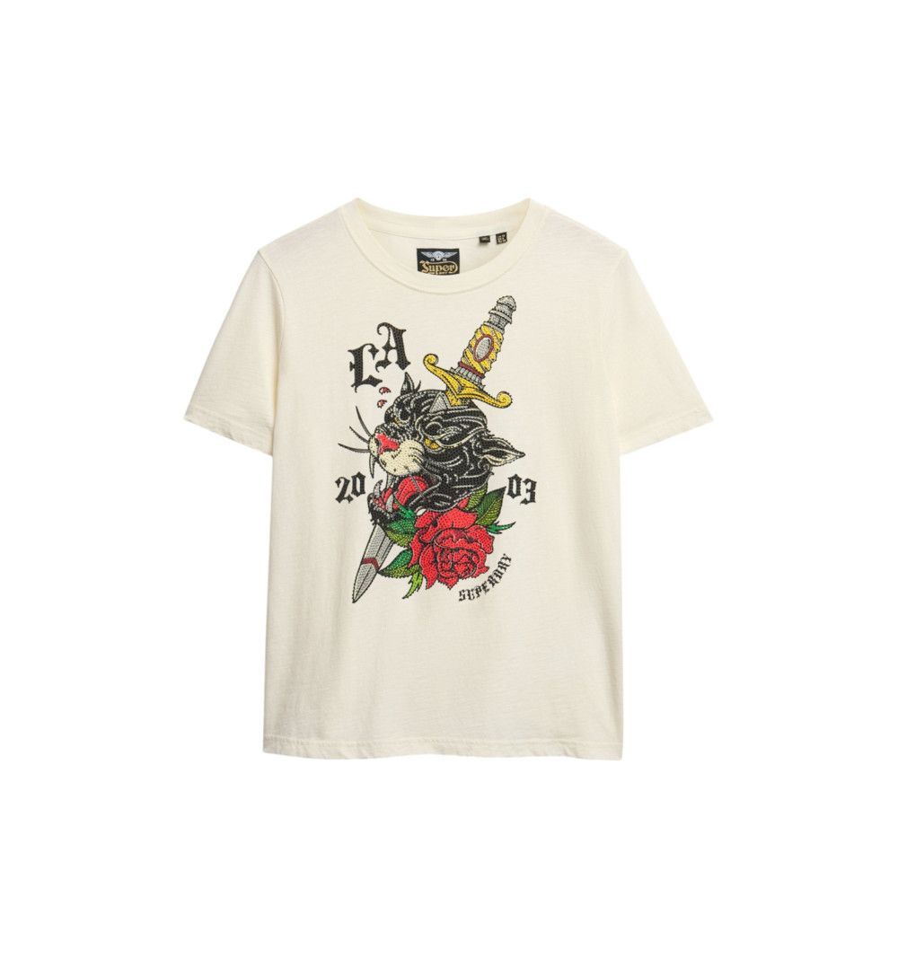 Camiseta m/c con dibujo tattoo multicolor Superdry Off White