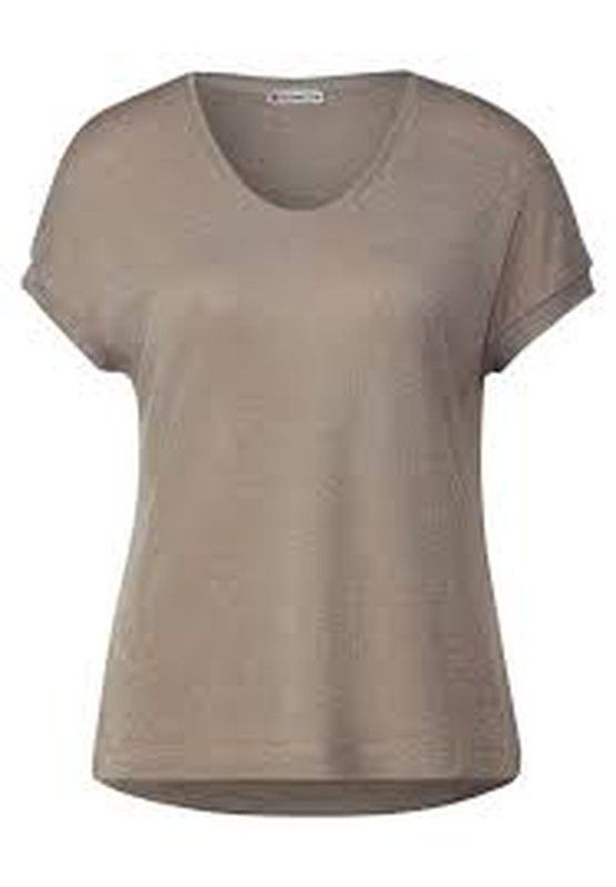 Camiseta m/c con efecto metalizado Street One Beige