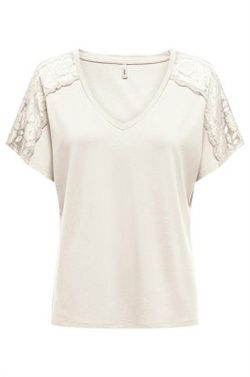 Camiseta m/c con encaje hombros Only Cloud Dancer