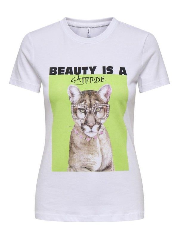 Camiseta m/c con print Beauty Only Bright White