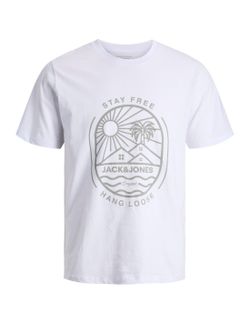 Camiseta m/c con print branding Jack & Jones White
