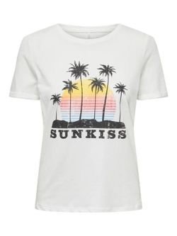 Camiseta m/c con print palmeras Only Cloud Dancer