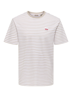 Camiseta m/c con rayas finas Only & Sons Bright White