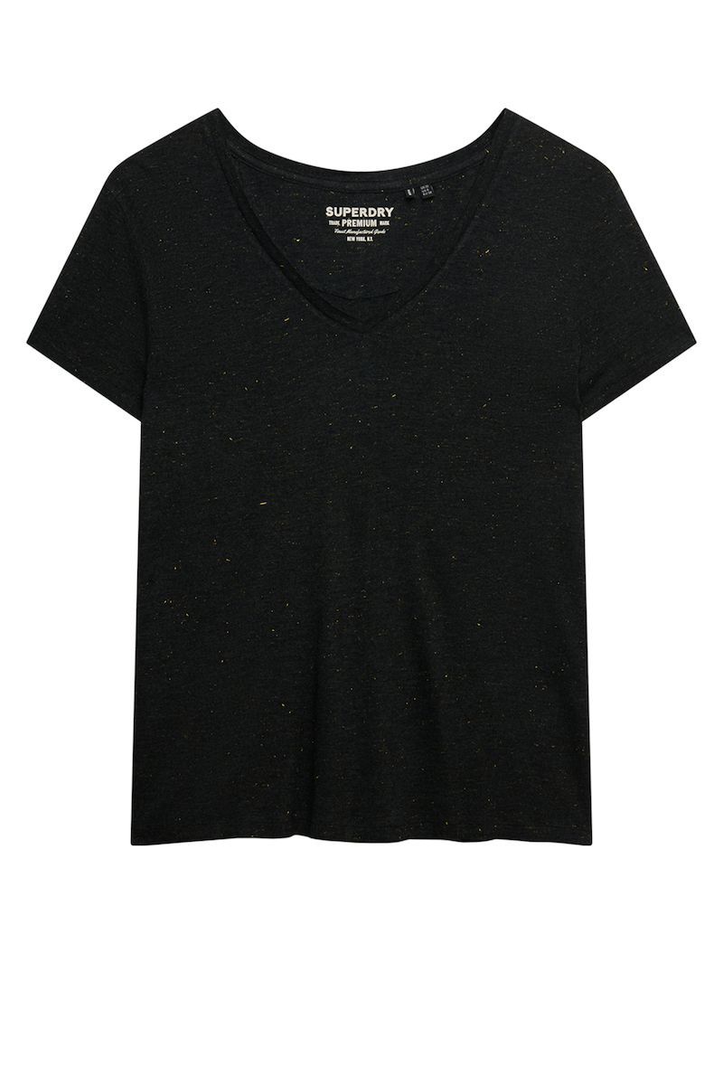 Camiseta m/c de cuello pico Superdry Black