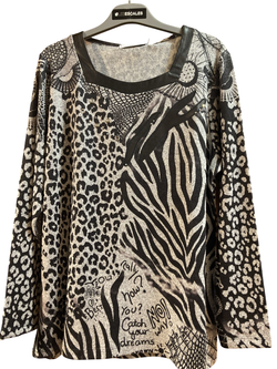Camiseta m/l con estampado leopardo & zebra Bagoraz Grey