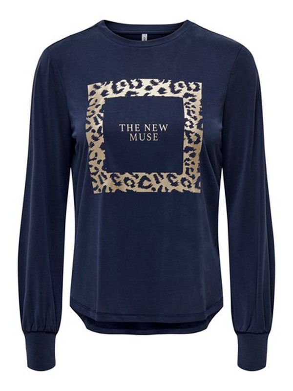 Camiseta m/l con print The new muse Only Denim Blue