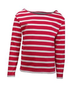 Camiseta marinera de manga larga para niño o niña beige sobre rojo