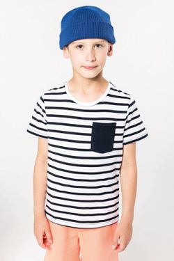 Camiseta Marinero a rayas con bolsillo manga corta niños