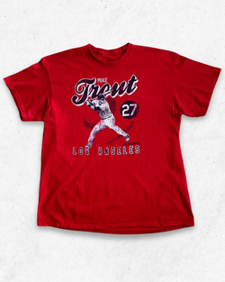 Camiseta MLB Los Angeles Angels 27 Mike Trout Rojo XL
