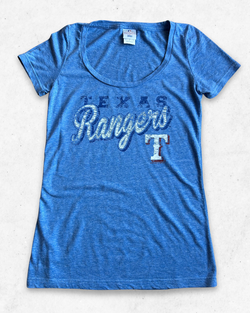 Camiseta MLB Texas Rangers Mujer Azul Claro M