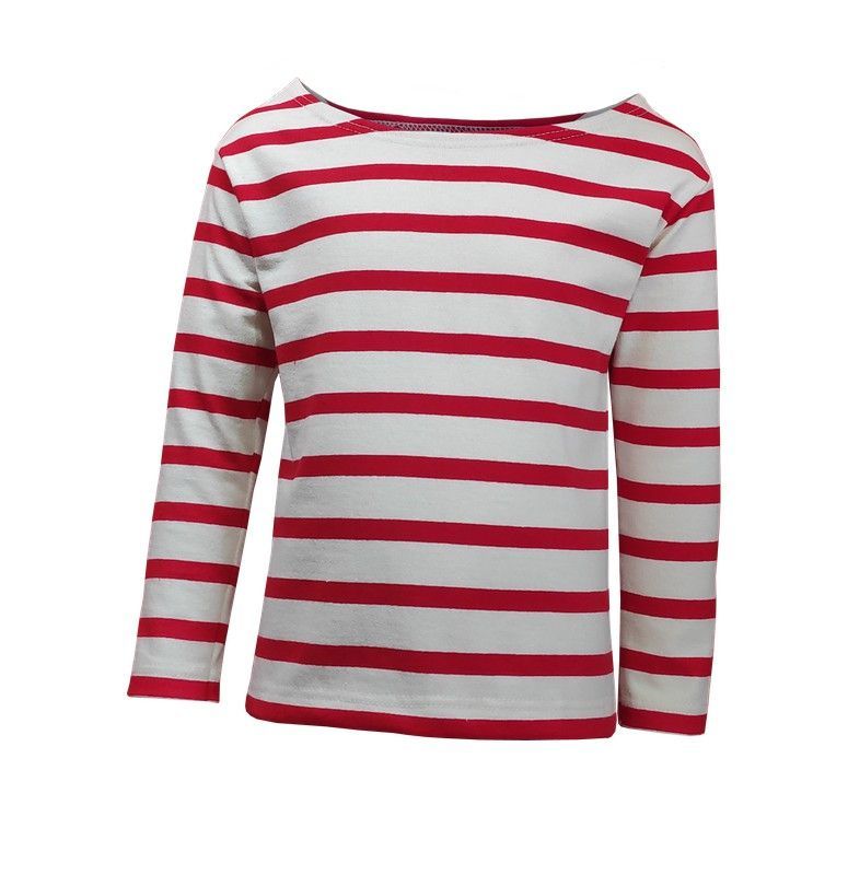 Camiseta Navy de manga larga rojo sobre beige para niño o niña