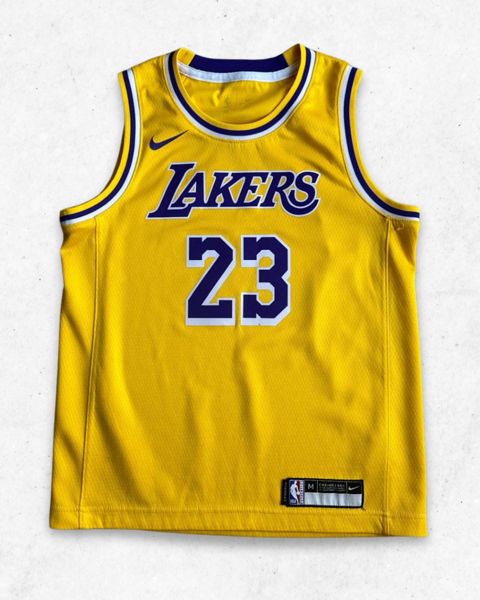 Camiseta NBA Nike Los Ángeles Lakers 23 Lebron James Amarillo talla M
