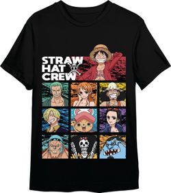 Camiseta One Piece Crew Cuadros Negro T