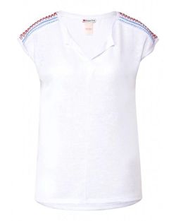 Camiseta s/m cenefa bordada hombros Street One White