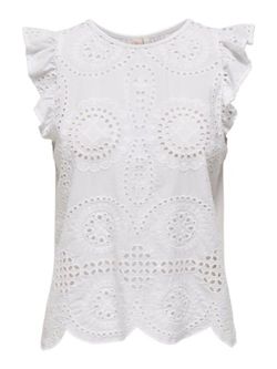 Camiseta s/m con bordados Only Bright White