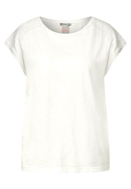 Camiseta s/m con detalle calado Street One Off White