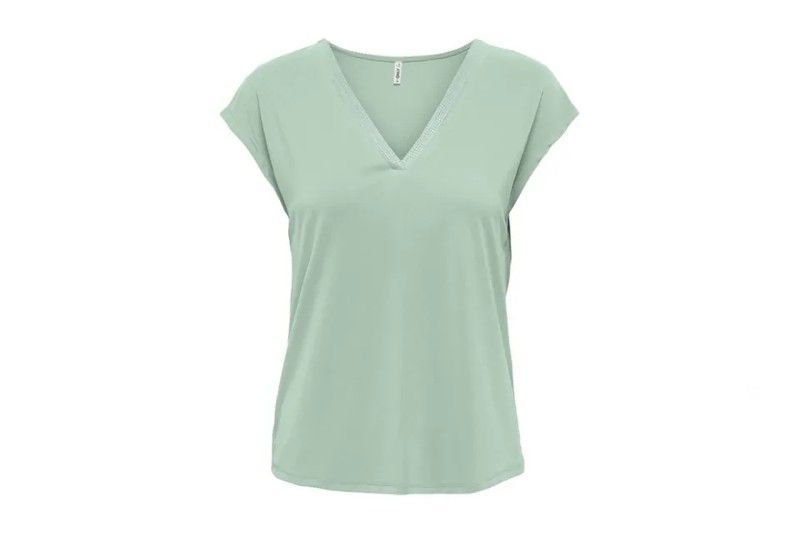 Camiseta s/m de cuello pico repuntes Only Subtle Green