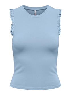 Camiseta sin mangas con detalle volantes Only Chambray Blue