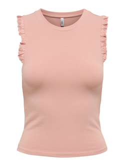 Camiseta sin mangas con detalle volantes Only Misty Rose
