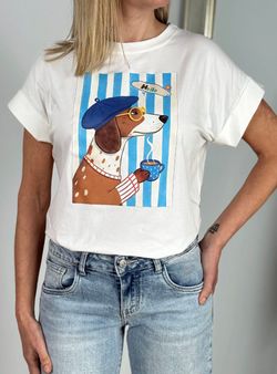 Camiseta Teckel de perfil blanca