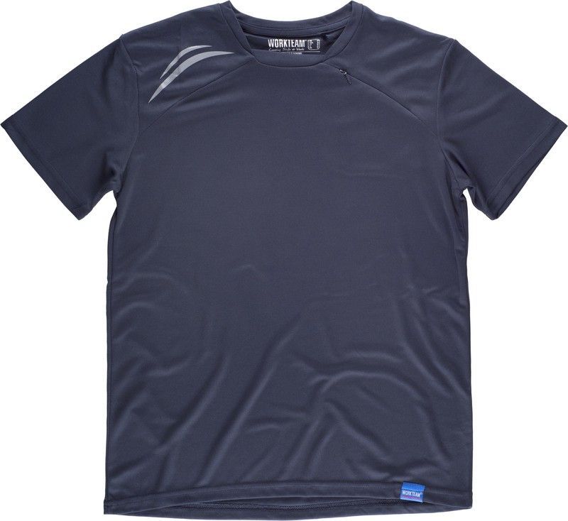 Camiseta técnica manga corta con detalles fluorescentes Marino