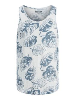 Camiseta tirantes con estampado hojas tropicales Jack & Jones Cloud Dancer