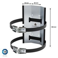 CAMPKO soporte de pared para cilindro de gas Ø 300 + 2 correas de acero inoxidable con tensor