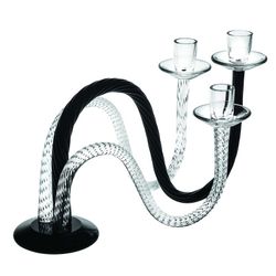 Candelabro con 3 Brazos de Cristal Roots Negro, 26x45x25,5cm