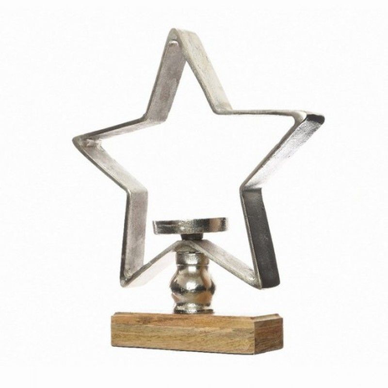 CANDELABRO ESTRELLA ALUMINIO 29 X 7 X H34,5CM.